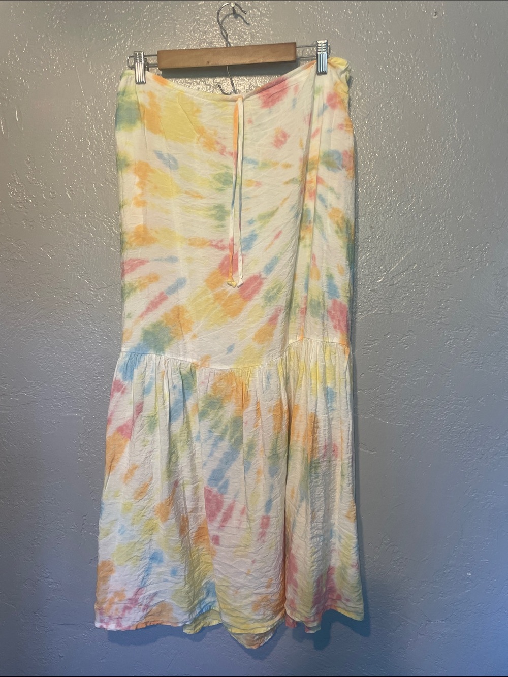 Pastel Tie-Dye Tiered Maxi Skirt - Soft Multi